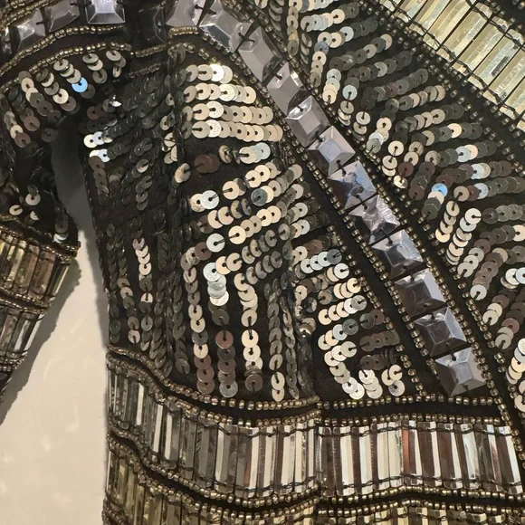 Peace + Love Black High Neck Embellished Bodycon Dress - Picture 7 of 16